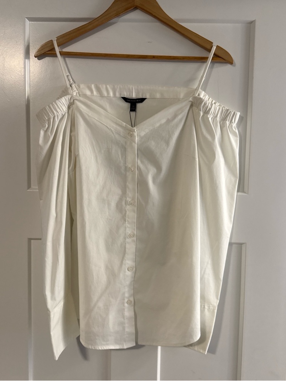Banana Republic White Cold-Shoulder Button Front Blouse